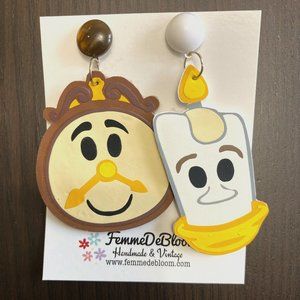Lumiere & Cogsworth Beauty & The Beast Inspired Drop Earrings